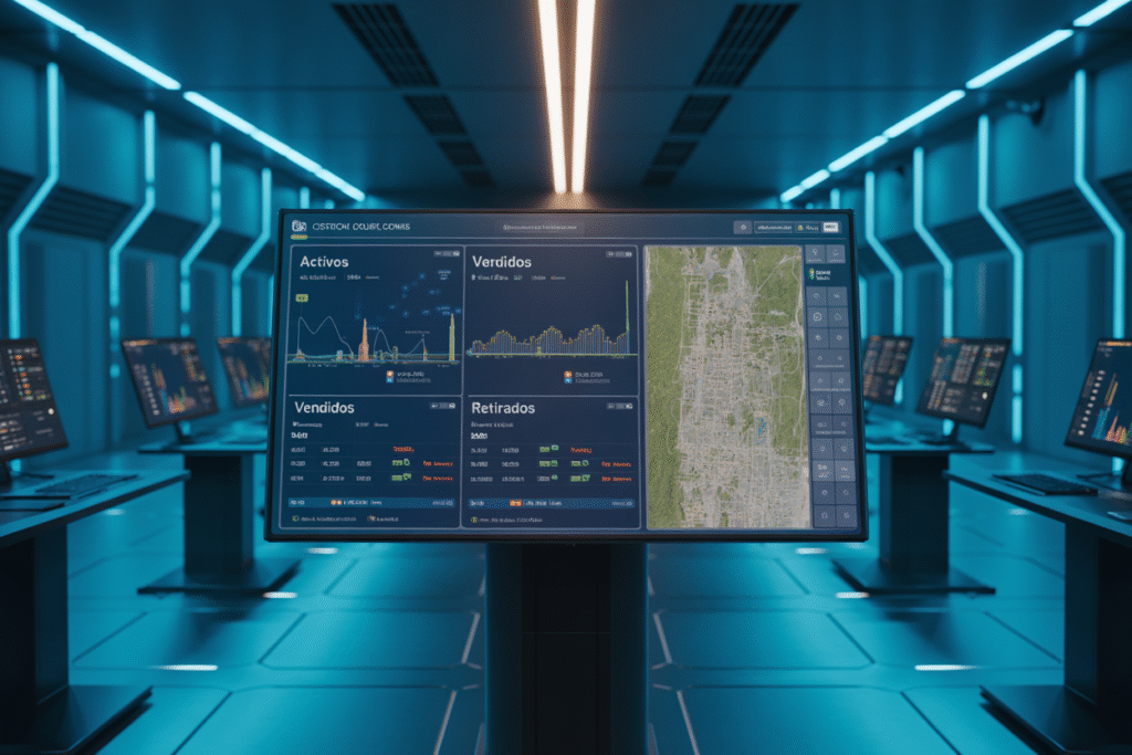 Análisis de datos de las tres categorías del CMA (activos, vendidos, retirados) en una interfaz tecnológica